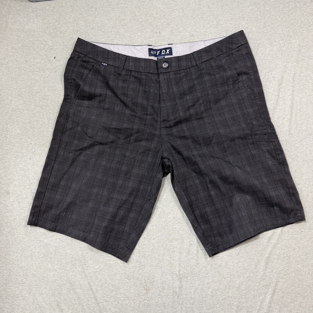 Fox Racing Shorts Size 40 Charcoal Grey Plaid Flat Front Casual Walk Shorts Mens